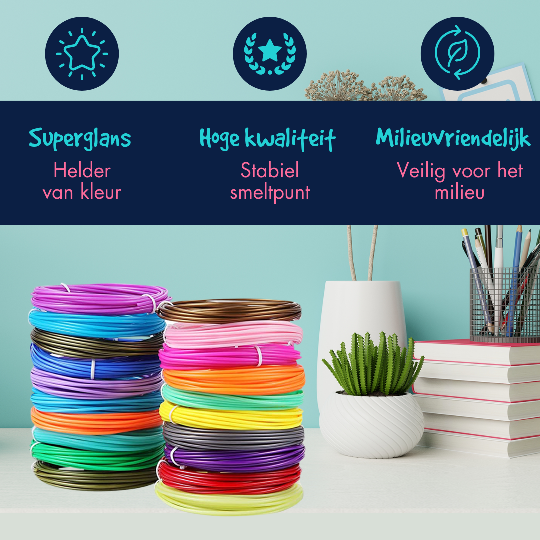 3D Pen Filament Navulling - 100 meter - 10 Kleuren - ABS &amp; PLA Filament